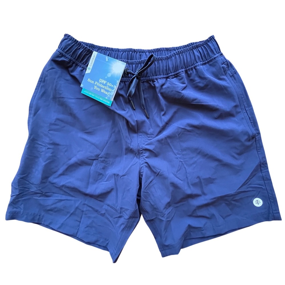 NEW Coolibar Kahuna Swimming Shorts Mens Medium Navy Blue UPF 50+ Sun Protection